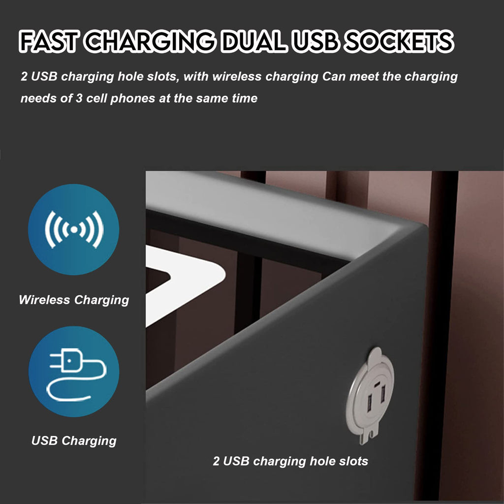 White 3 Drawer Smart Nightstand with Wireless Charging X442972