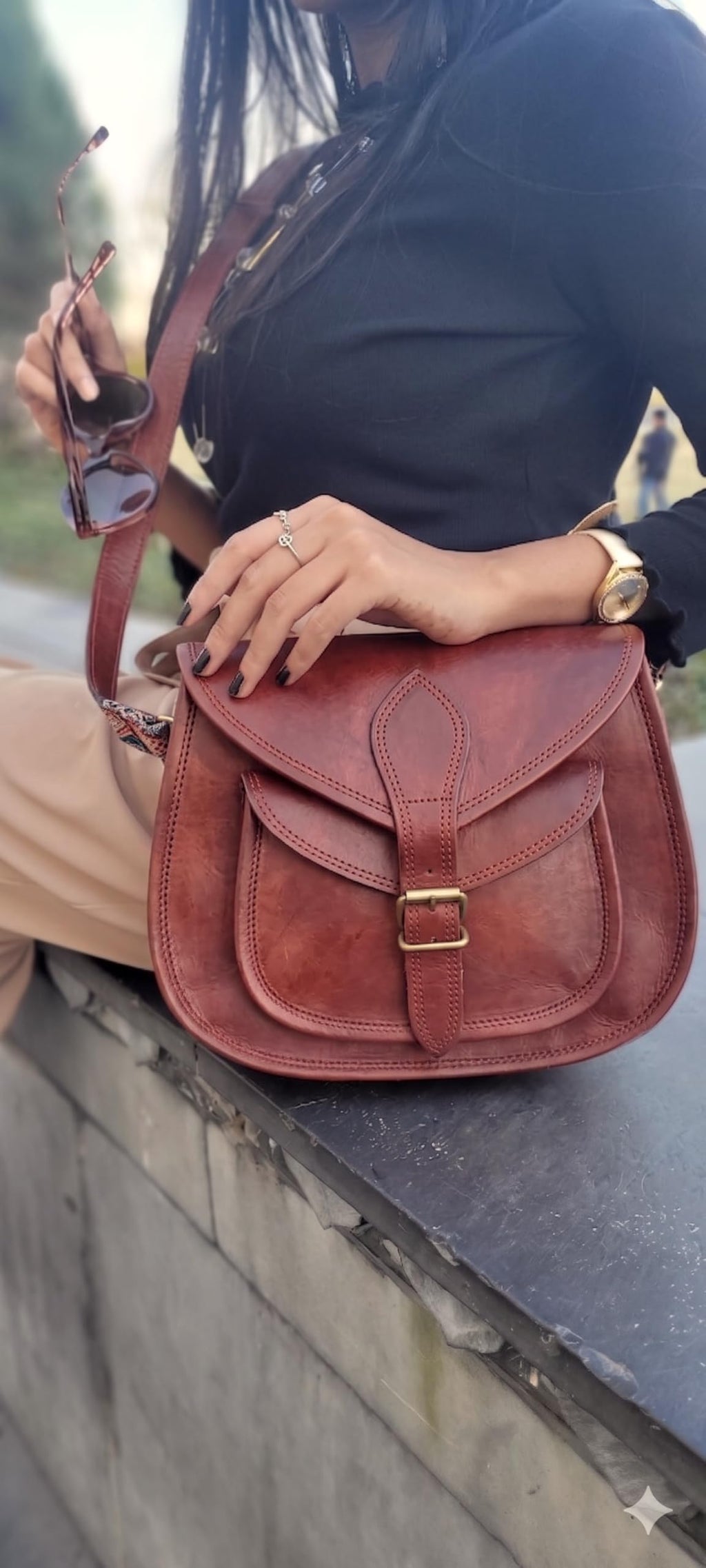 Genuine Leather Crossbody Satchel Bag H556