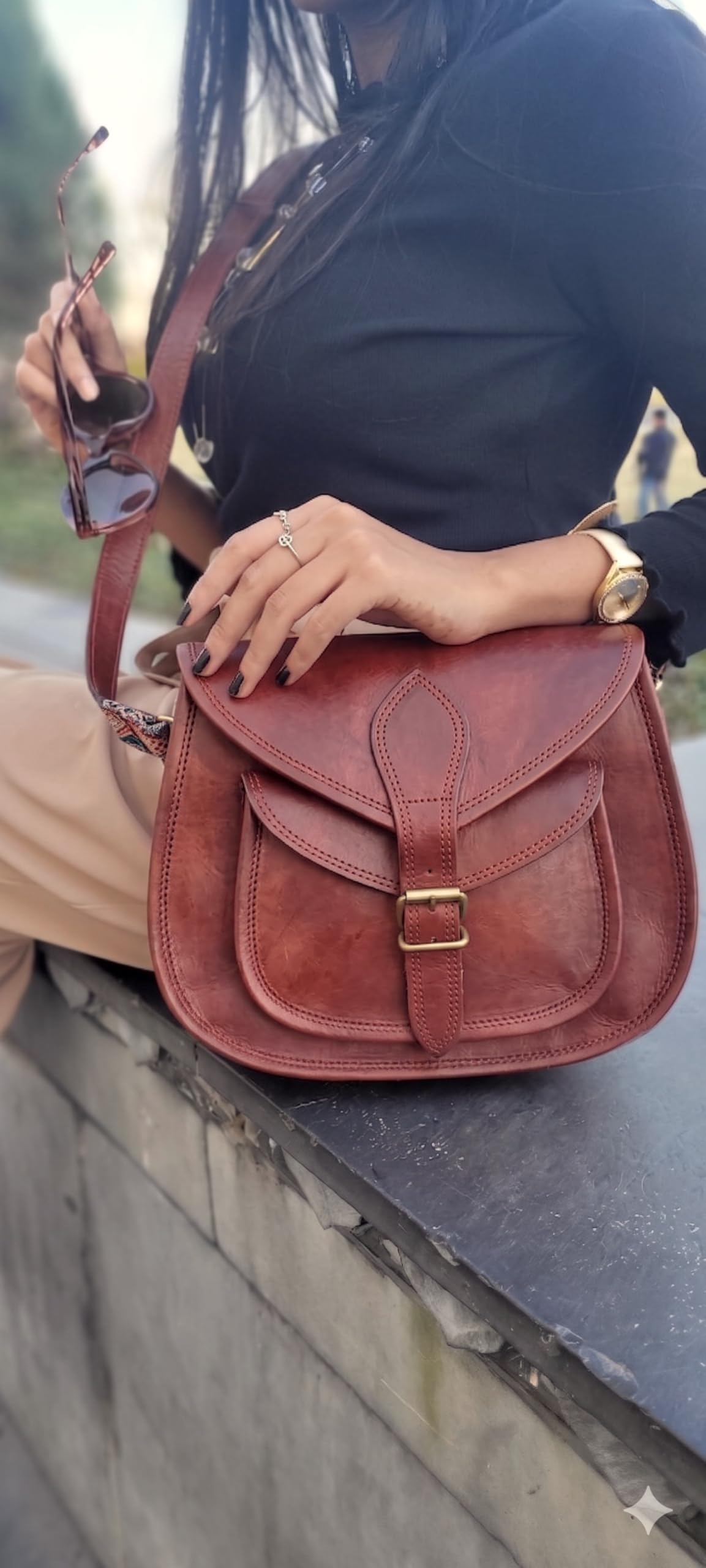 Genuine Leather Crossbody Satchel Bag H556