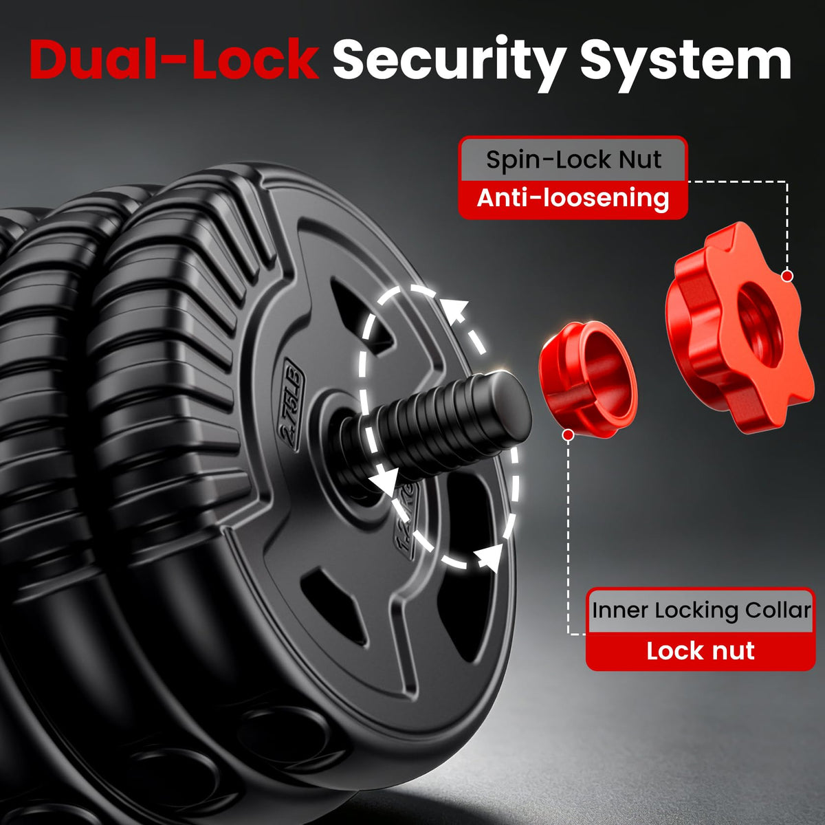 Adjustable Dumbbell Set 22/33/45/70/90lb Free Weight Set with Connector O73177