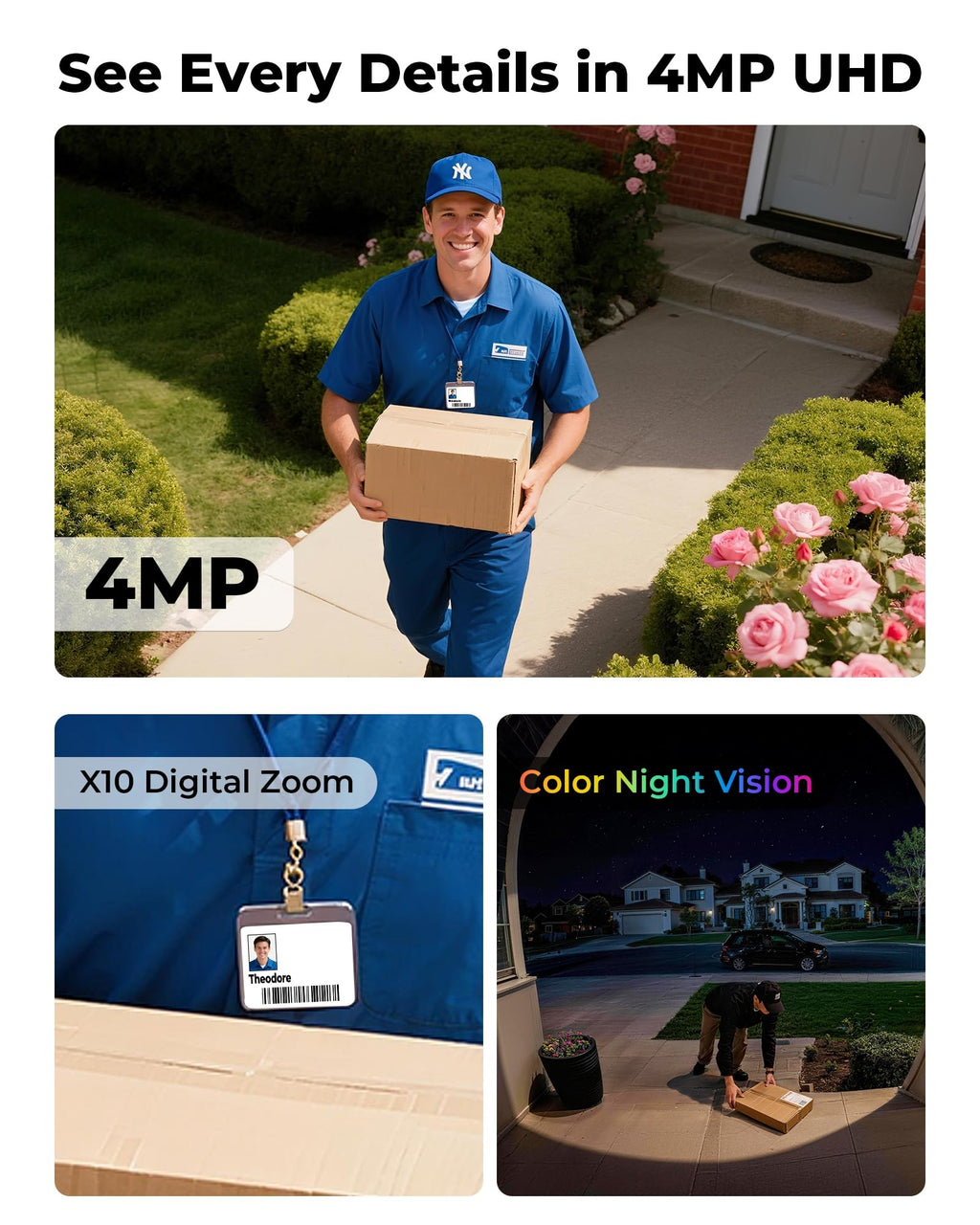 4MP Solar Powered Wireless Security Camera System with Color Night Vision I4299