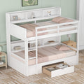 Twin Over Twin Wooden Bunk Bed with Shelves and Storage Drawer T721
