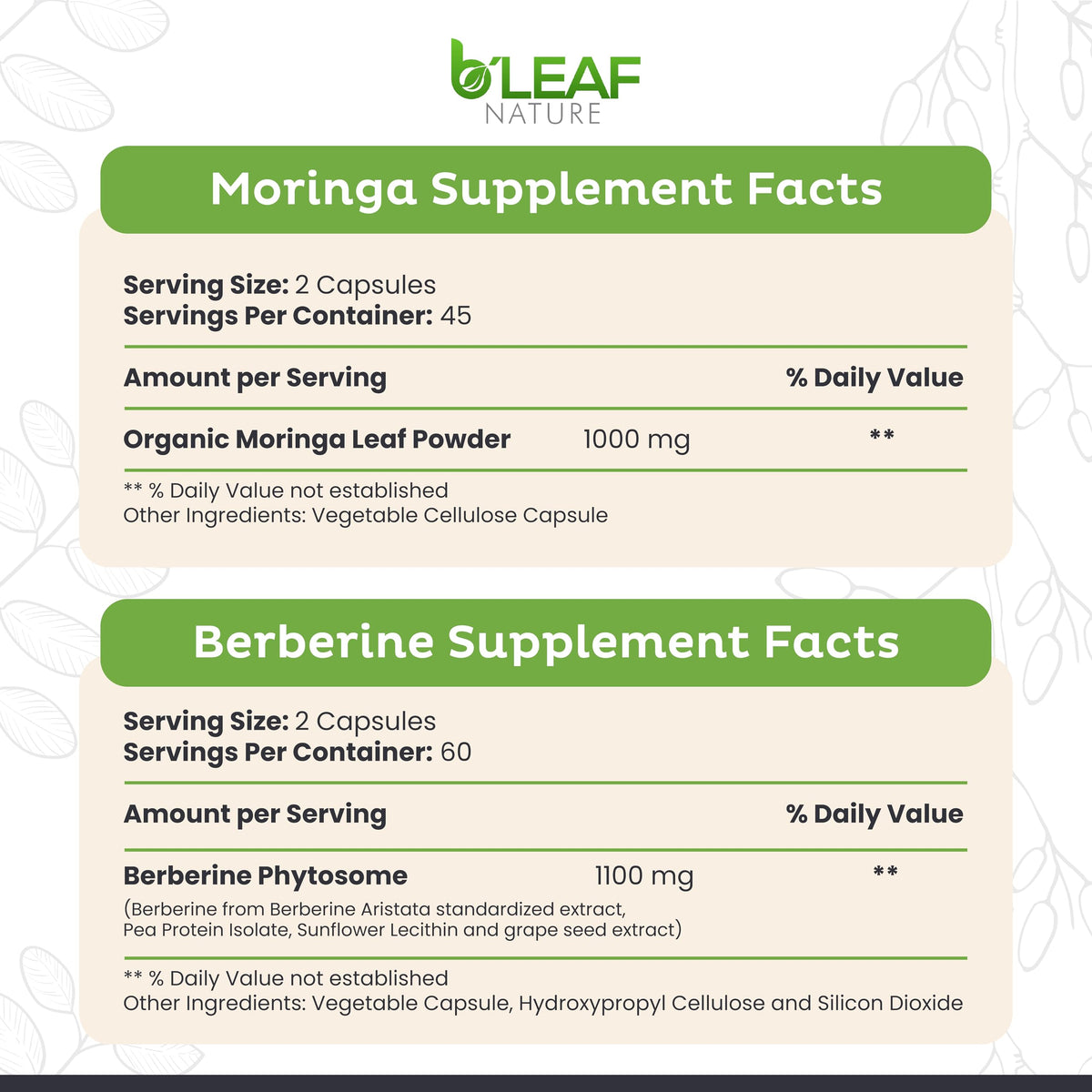 Moringa & Berberine 1100mg Capsules S6538