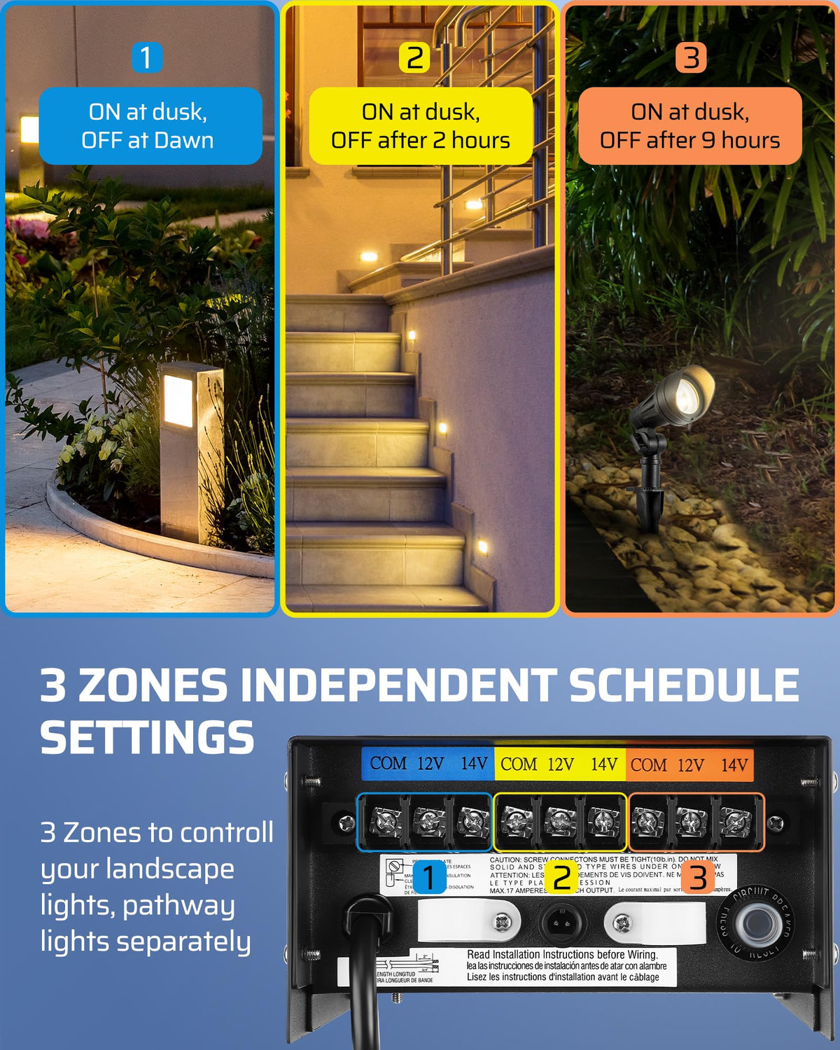 200W Low Voltage Landscape Transformer with Timer and Photocell Sensor Z3108