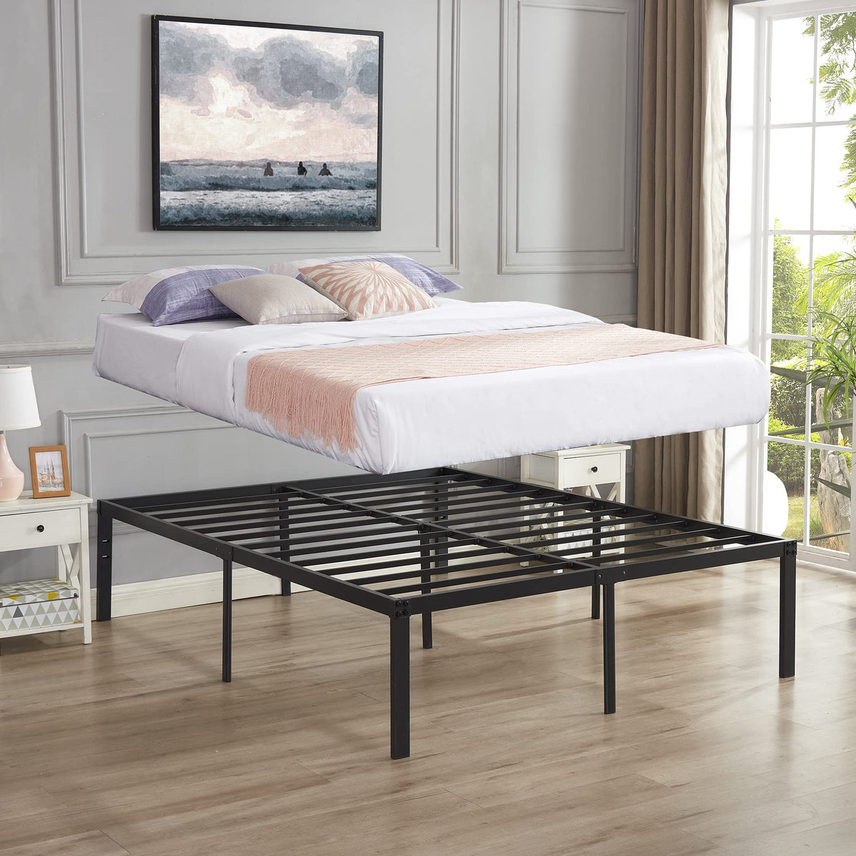 Queen Size Metal Platform Bed Frame V3310