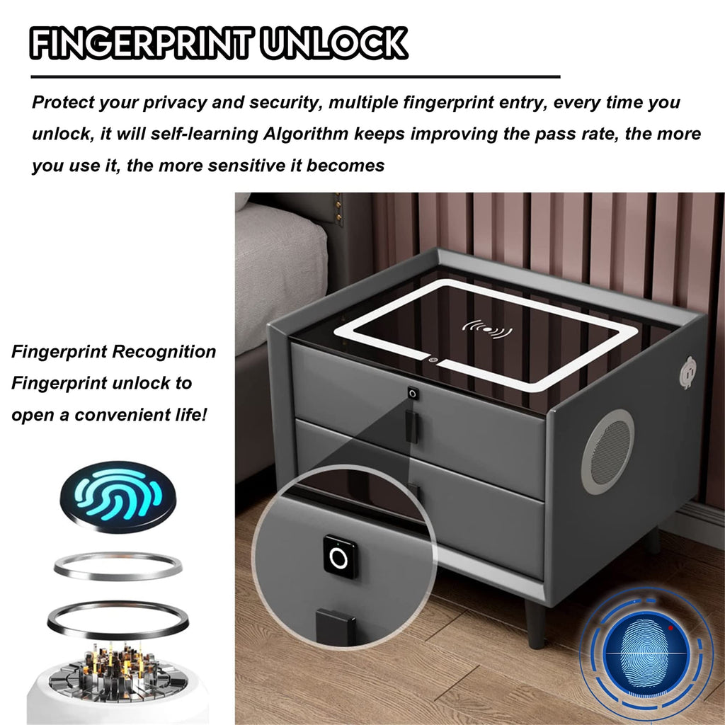 White 3 Drawer Smart Nightstand with Wireless Charging X442972