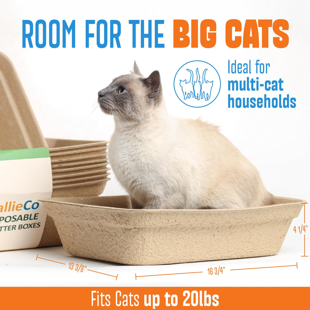 Large 6 Pack Leak Resistant Disposable Cat Litter Boxes S782