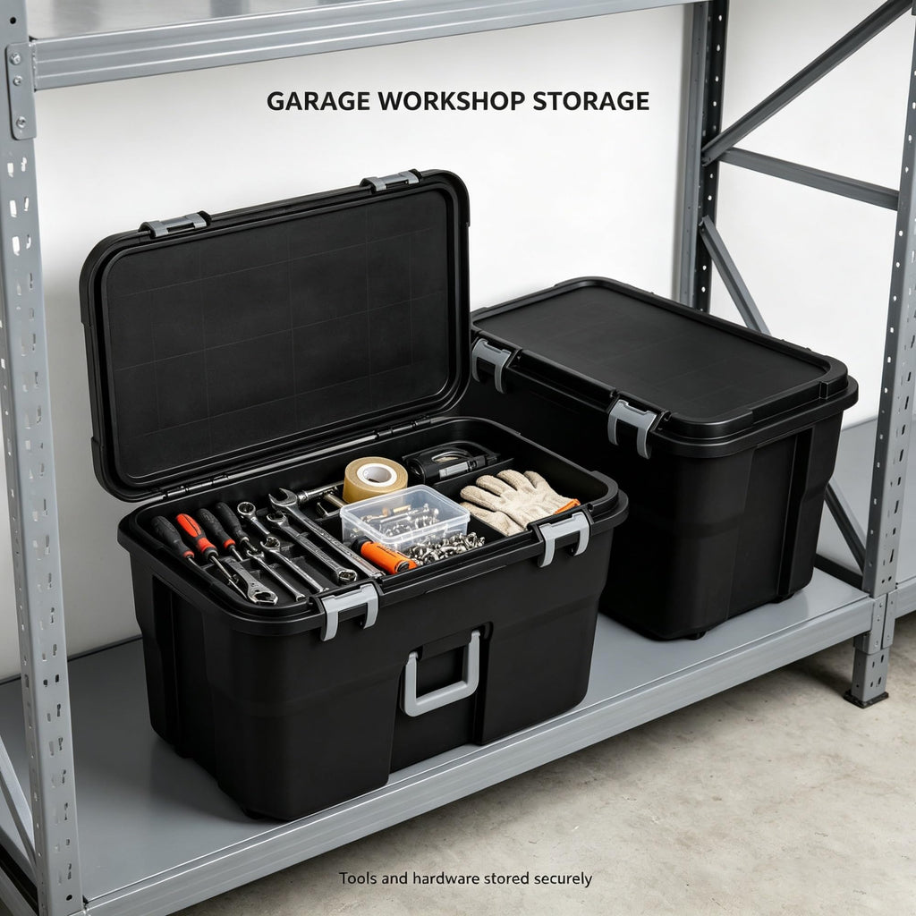 Black 2 Pack 22 Gallon Wheeled Plastic Storage Trunk W12152