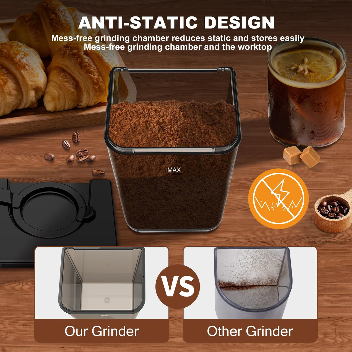 Black Electric Conical Burr Coffee Grinder B652248