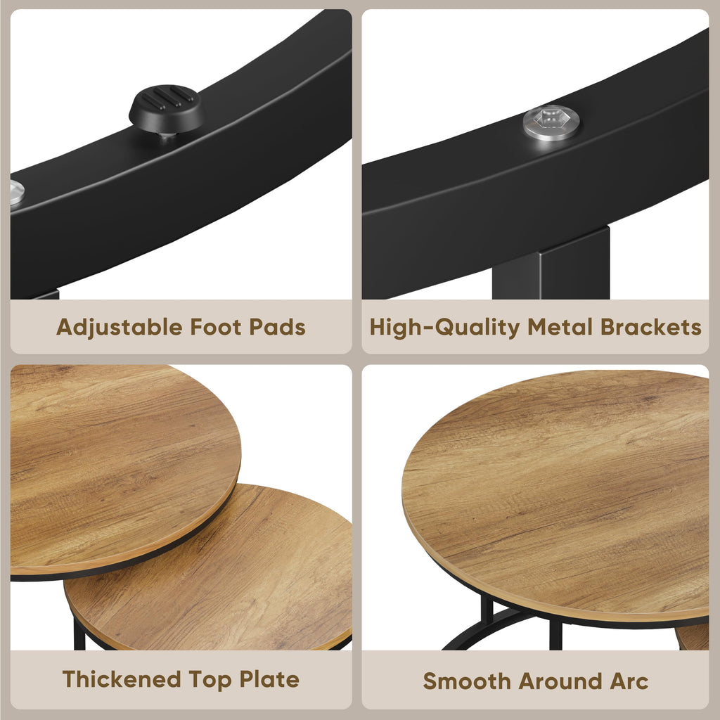 Set of 2 Round Wood Grain Coffee Table M785