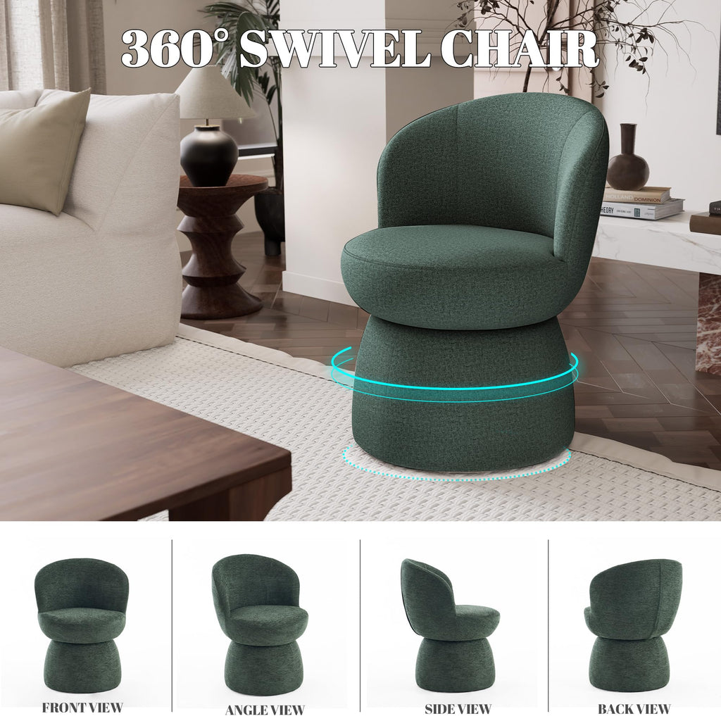Green Boucle Fabric Swivel Accent Chair Set of 2 P3728