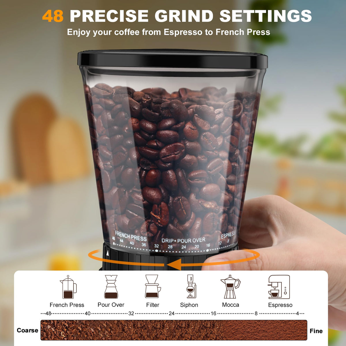 Black Electric Conical Burr Coffee Grinder B652248