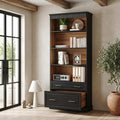 72" Tall Black 5-Tier Bookcase with 2 Drawers C75282