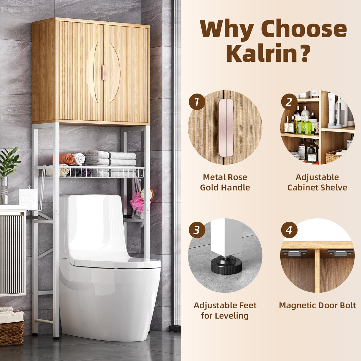 Over The Toilet Storage Cabinet with Adjustable Shelf Z40266