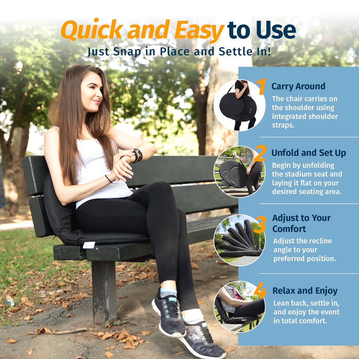 Folding Waterproof Reclining Stadium Seat Z28888