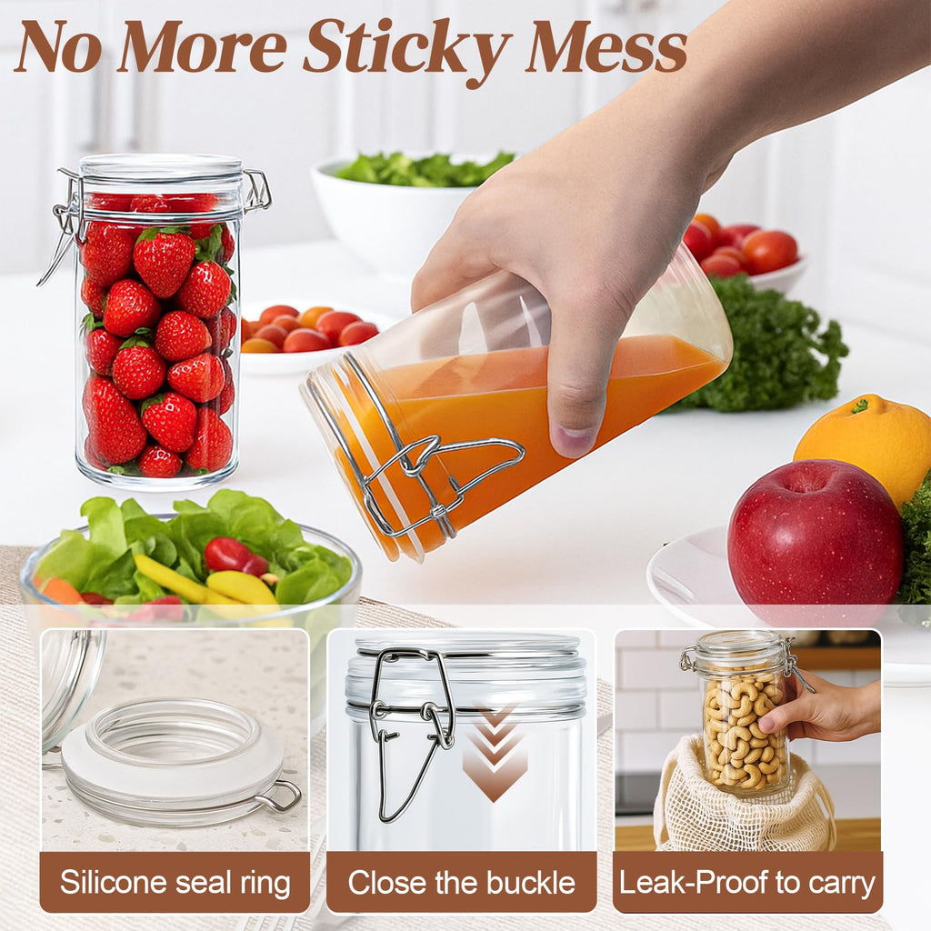8 PCS 16 oz Glass Jars with Airtight Lid Q225