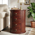 Solid Wood Round End Table with 4 Drawers V614532