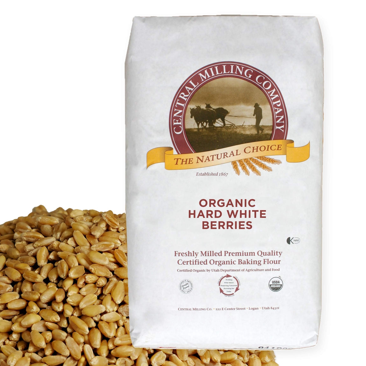 Organic Hard White Wheat Berries 25 lbs E5128