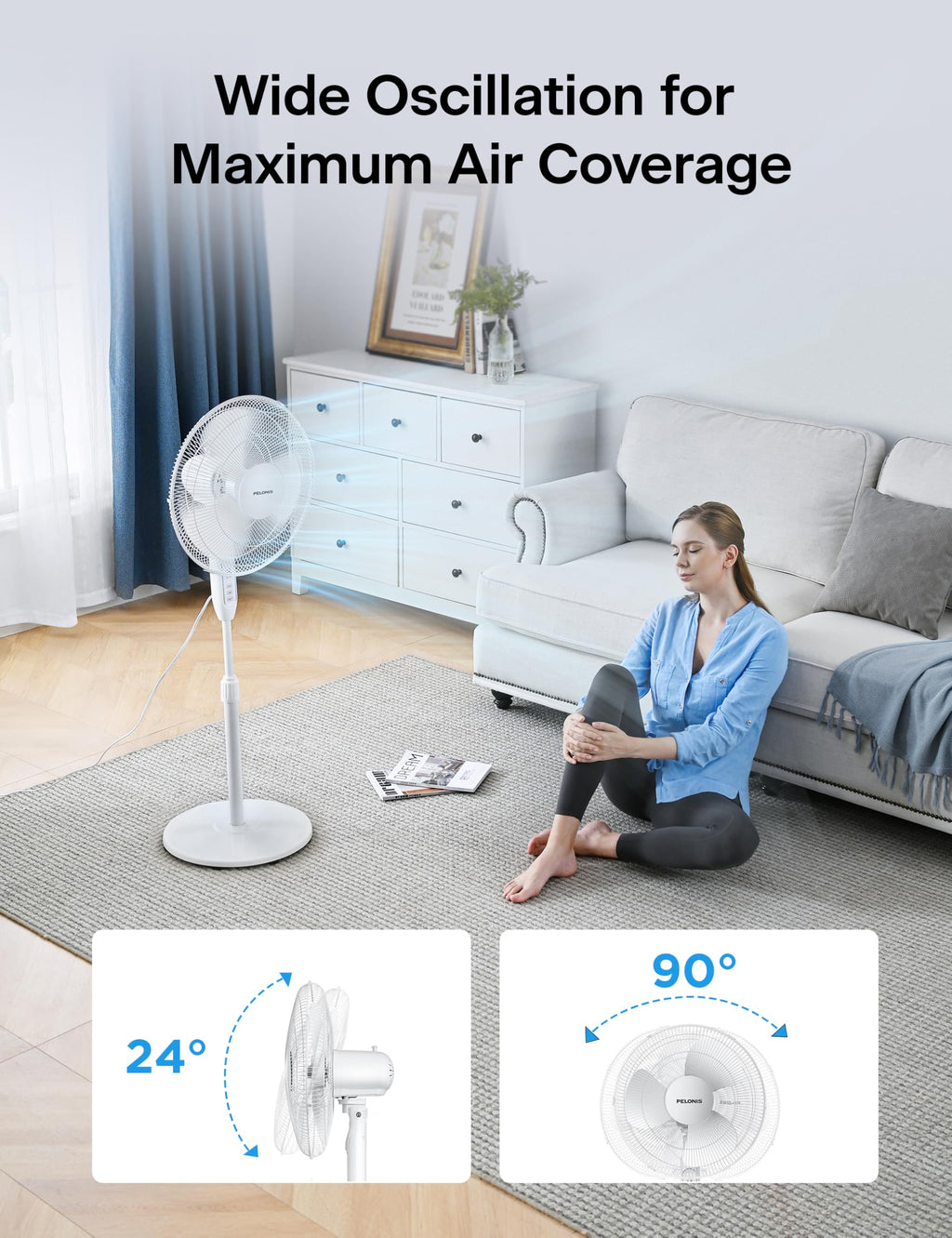 16" Adjustable Oscillating Pedestal Fan with Remote X79599