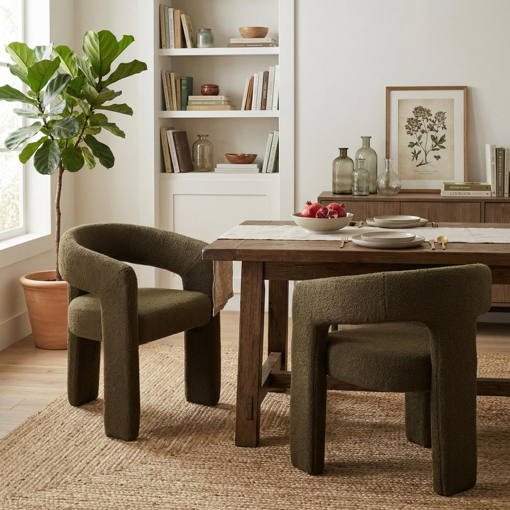 Green Sherpa Barrel Dining Chairs Set of 2 B592
