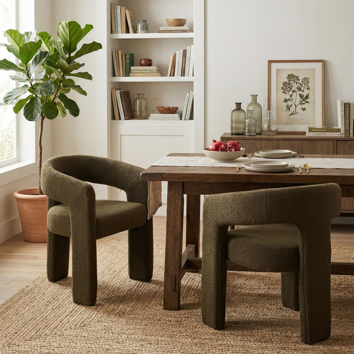 Green Sherpa Barrel Dining Chairs Set of 2 B592