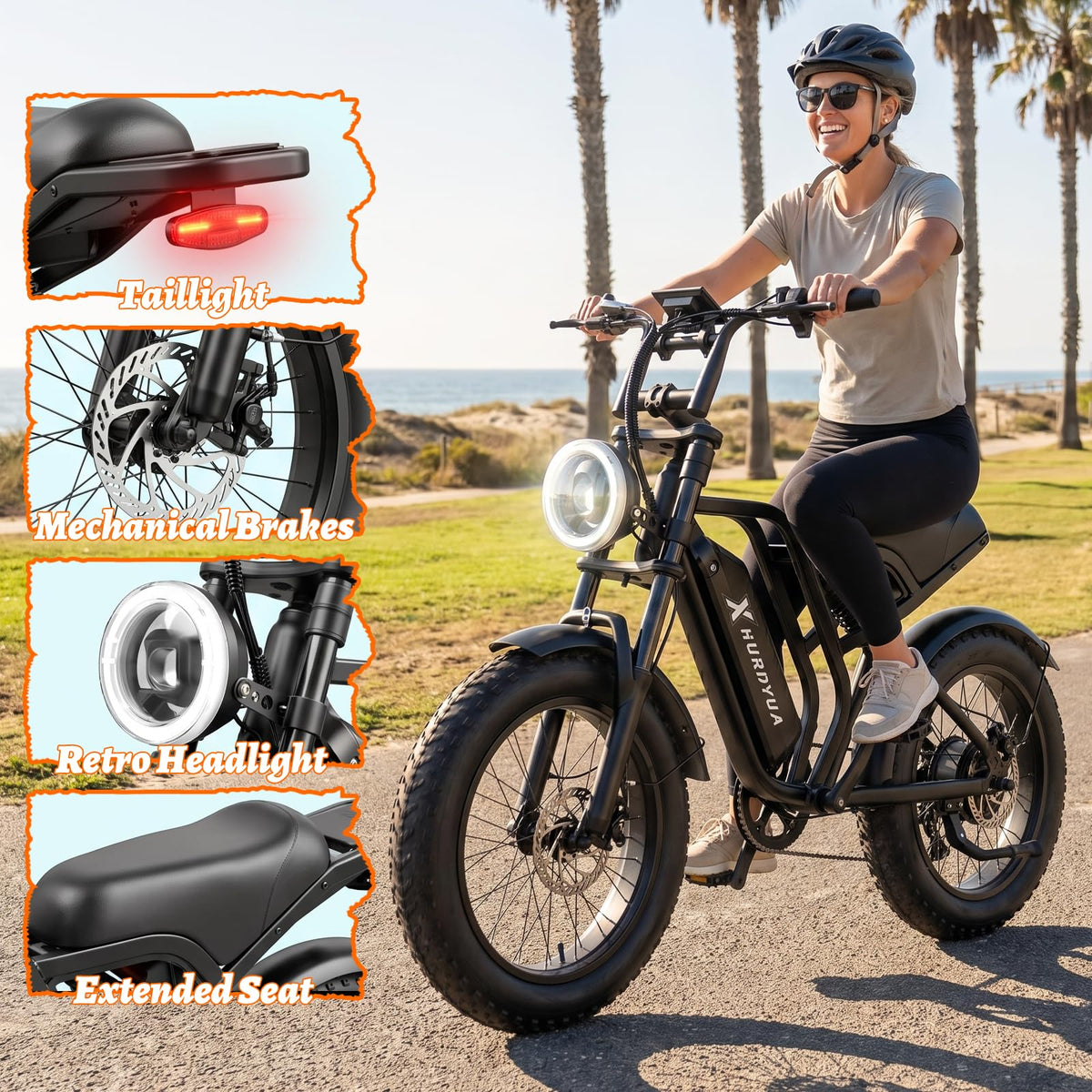 Electric Bike 1500W Peak Motor 48V 15.6Ah Removable Battery J7592