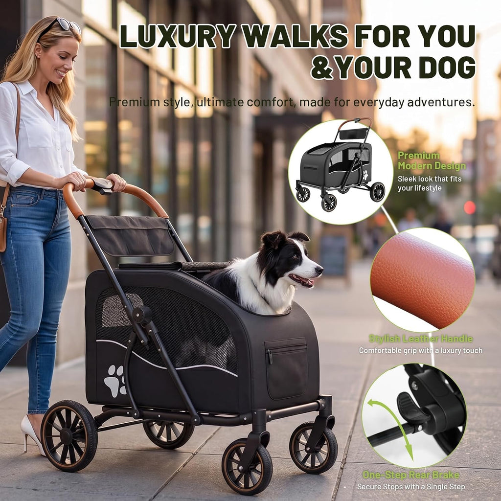 Foldable Dog Stroller for Large Dogs up to 110lbs Q8211