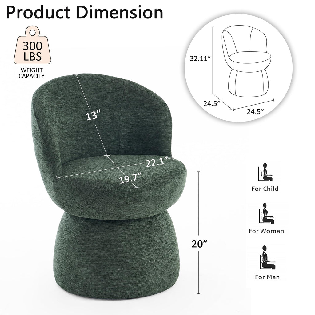 Green Boucle Fabric Swivel Accent Chair Set of 2 P3728