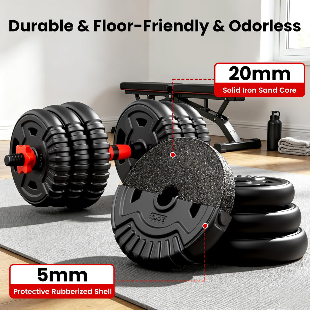 Adjustable Dumbbell Set 22/33/45/70/90lb Free Weight Set with Connector O73177