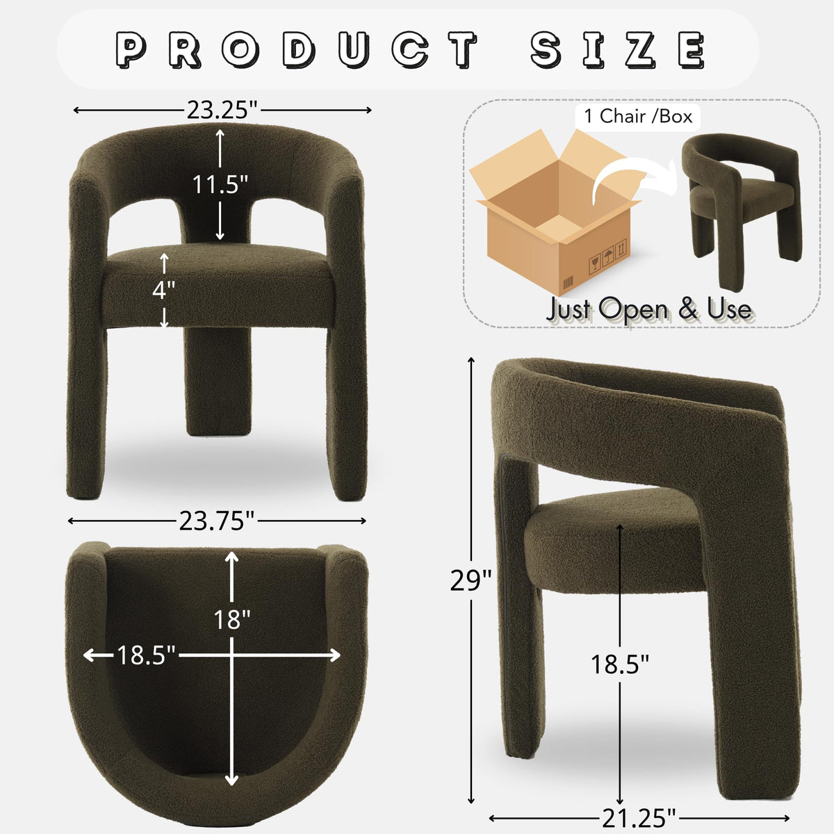 Green Sherpa Barrel Dining Chairs Set of 2 B592