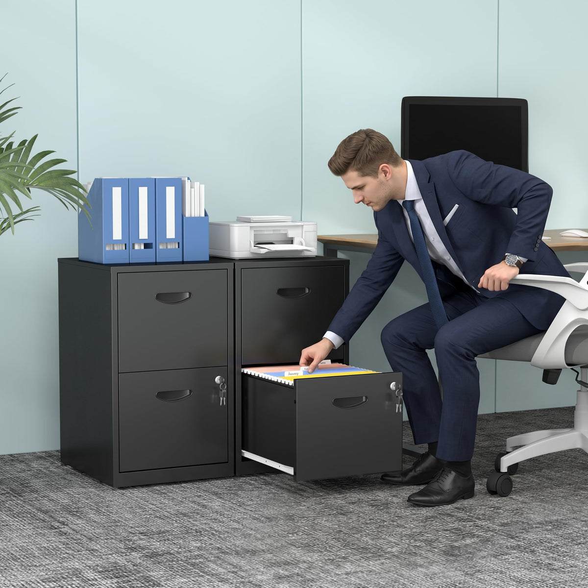 2 Drawer Metal File Cabinet with Lock W896745