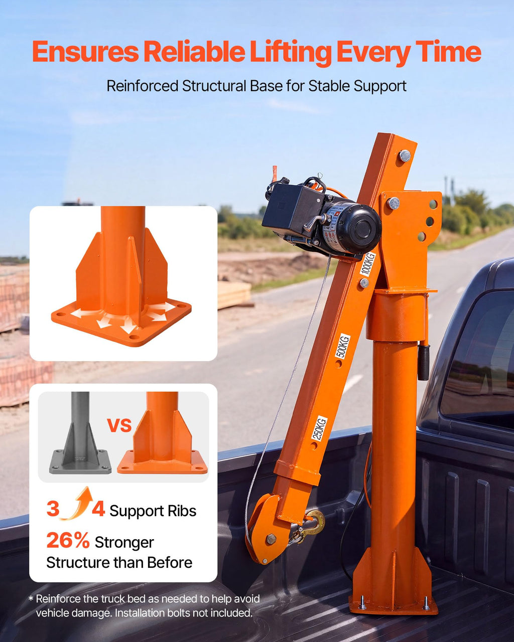 Electric Truck Crane with 12V Electric Winch and 360° Rotating Telescopic Boom Q692574