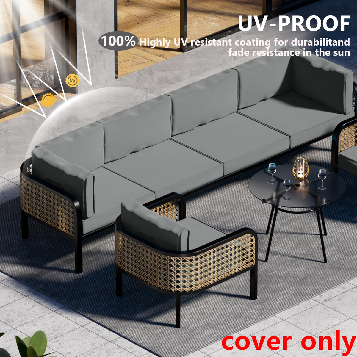 14 Piece Outdoor Waterproof Cushion Covers with Zipper U285296