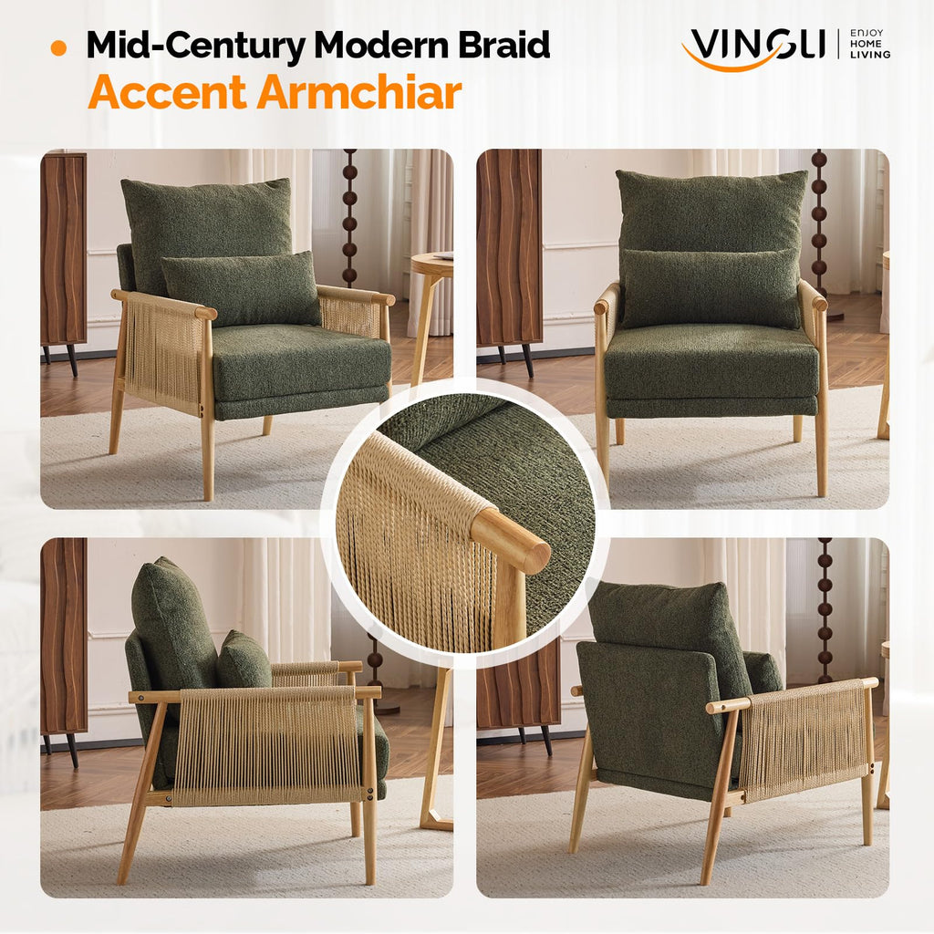 Dark Green Set of 2 Accent Armchairs with Waist Pillow F817620
