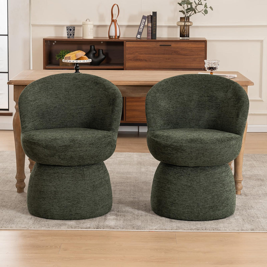 Green Boucle Fabric Swivel Accent Chair Set of 2 P3728