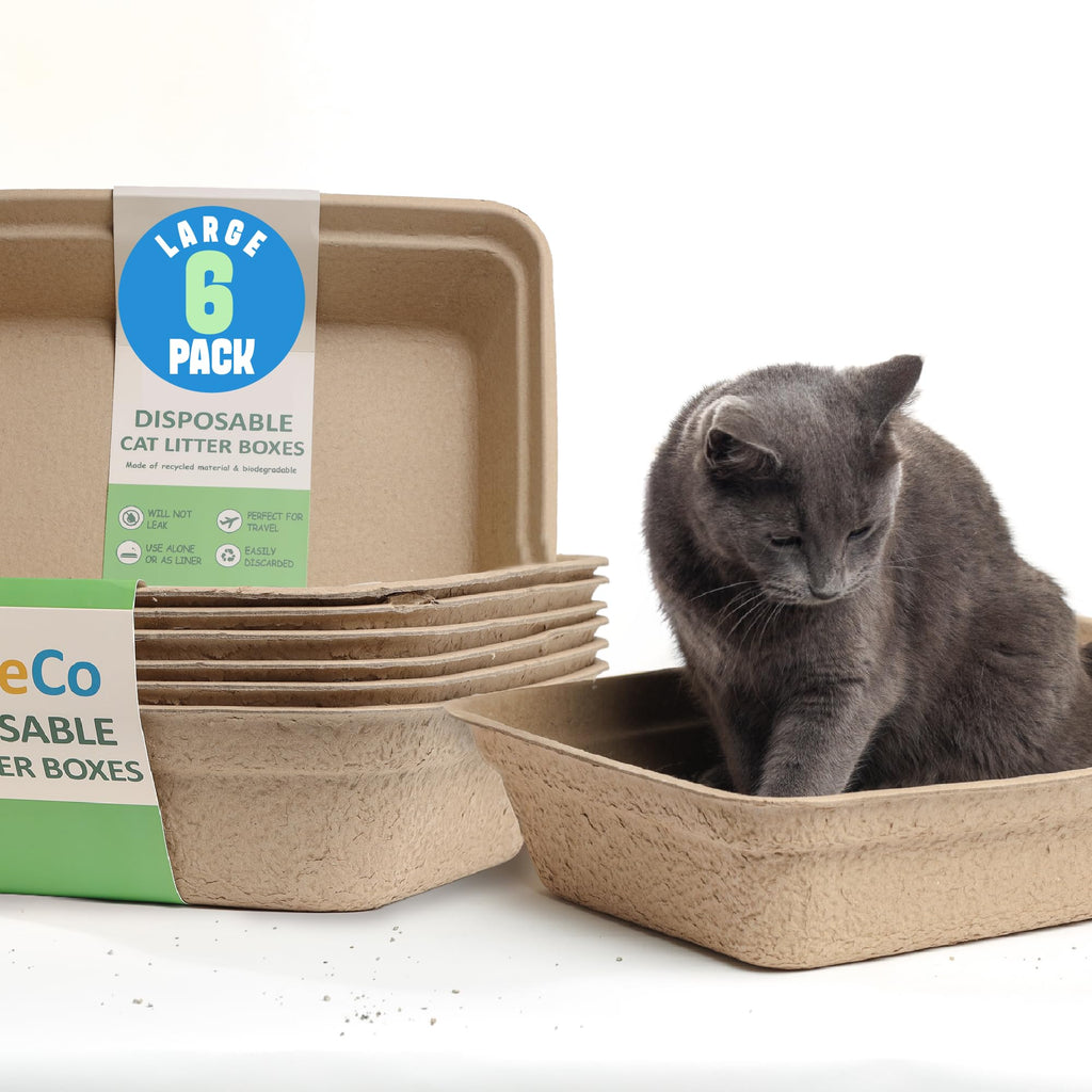 Large 6 Pack Leak Resistant Disposable Cat Litter Boxes S782
