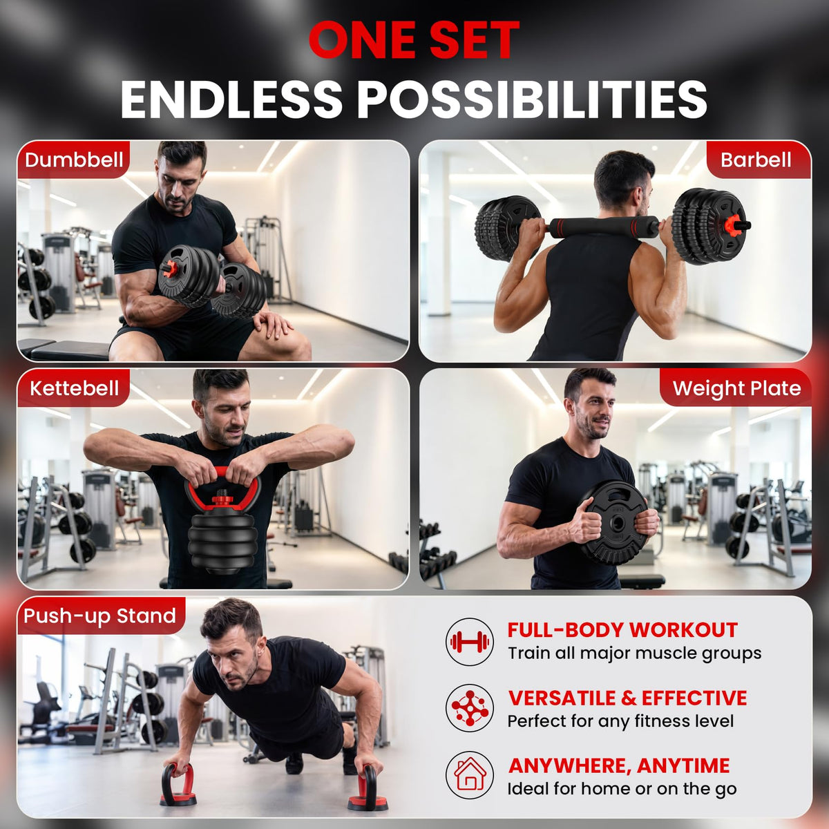 Adjustable Dumbbell Set 22/33/45/70/90lb Free Weight Set with Connector O73177