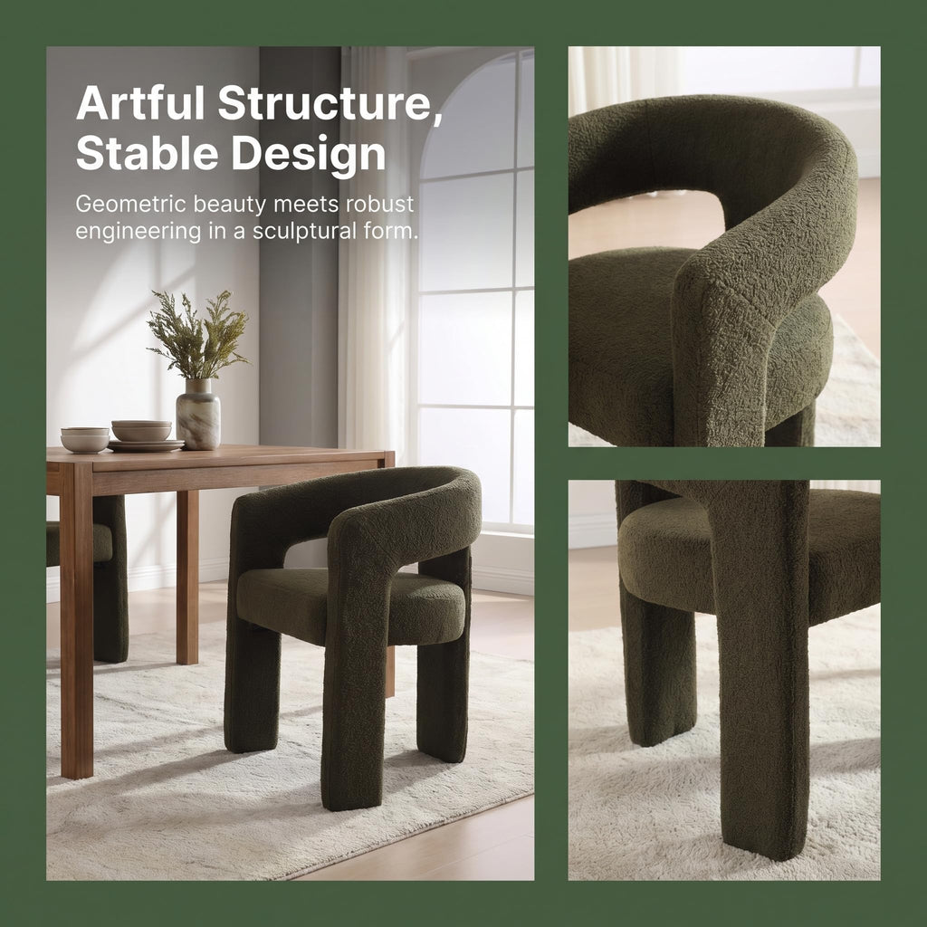 Green Sherpa Barrel Dining Chairs Set of 2 B592