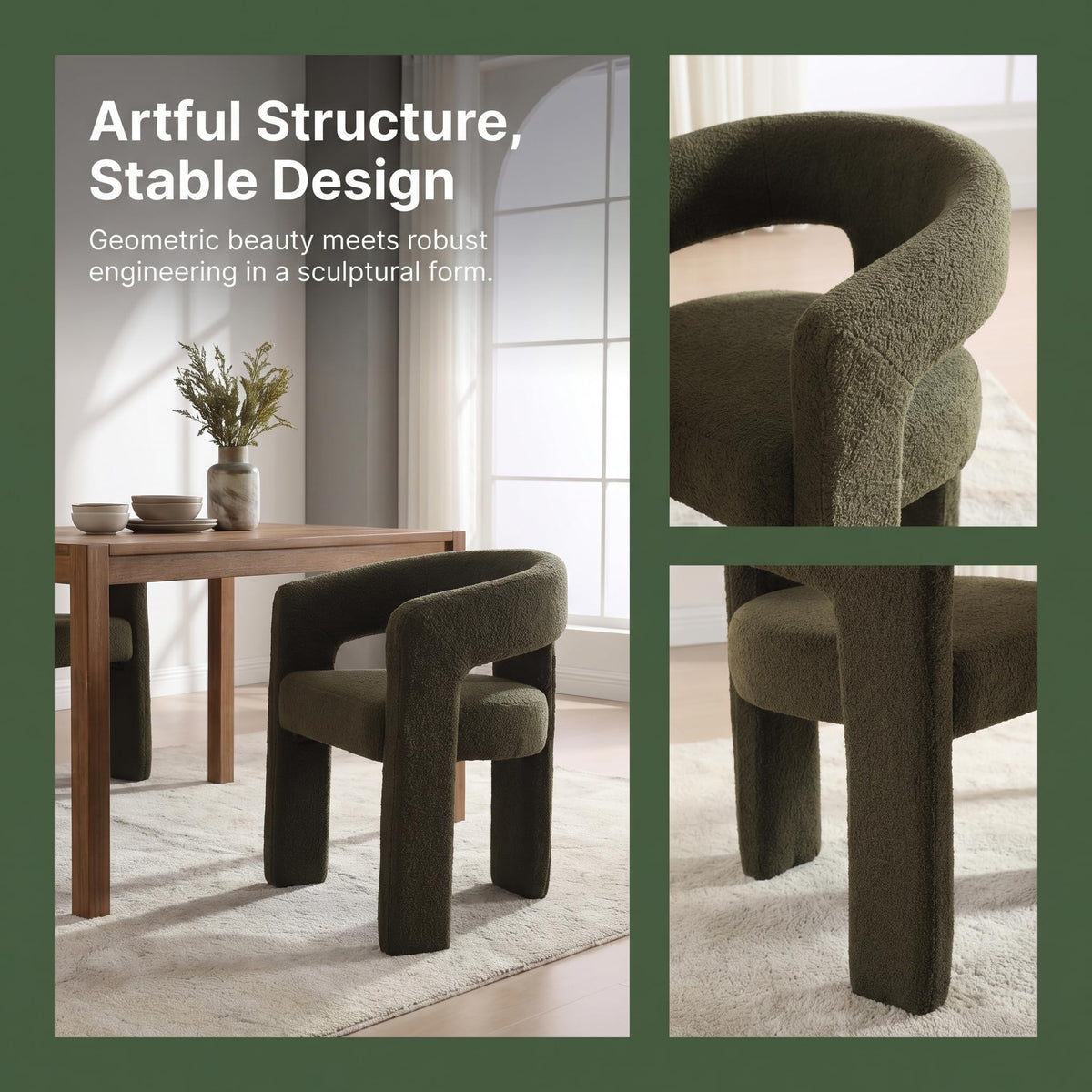 Green Sherpa Barrel Dining Chairs Set of 2 B592