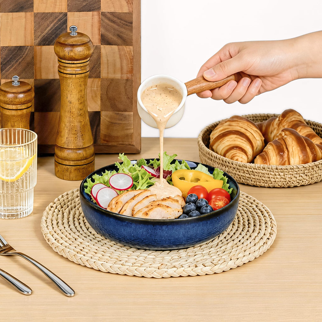 Blue Porcelain Pasta Bowls Set for 4 J4941