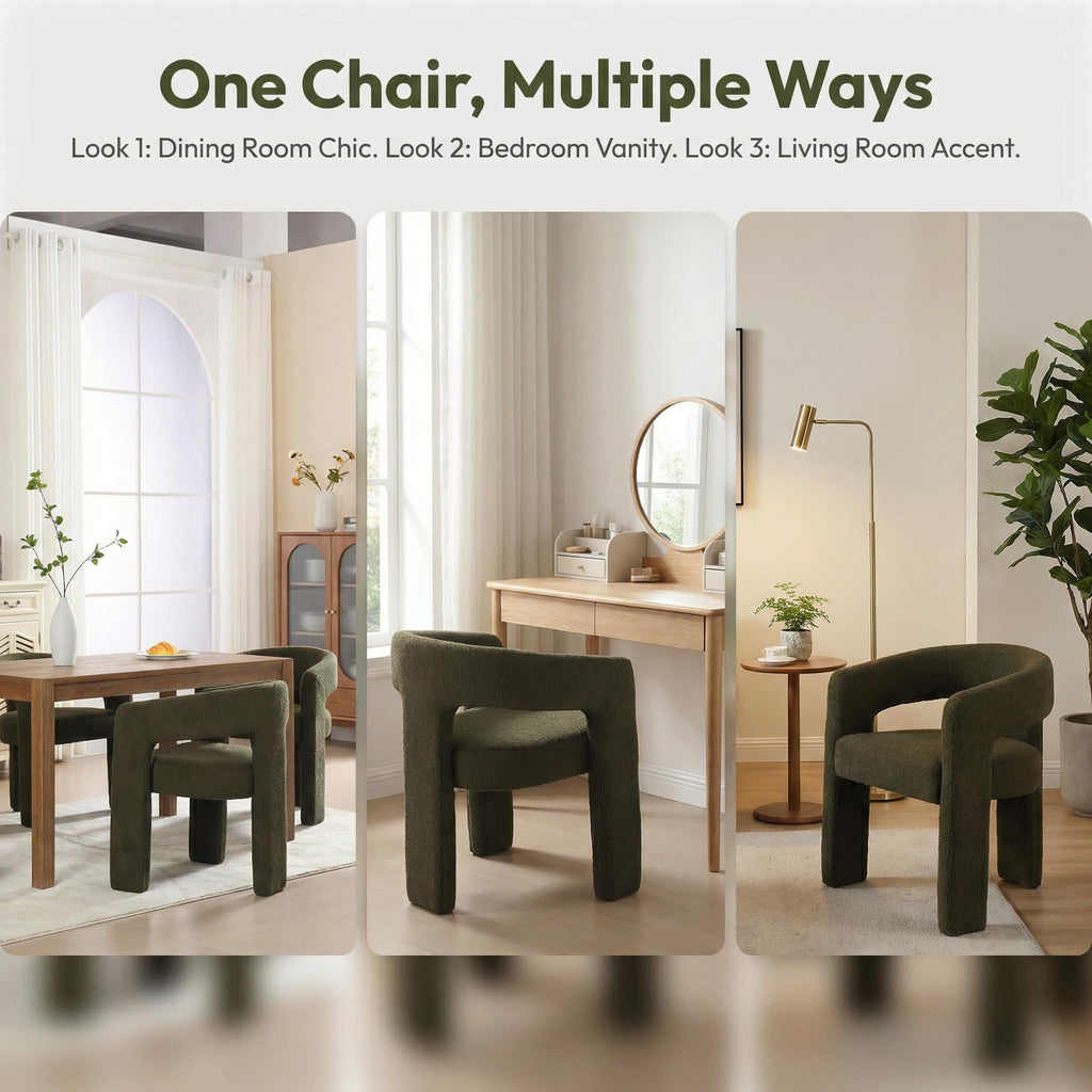 Green Sherpa Barrel Dining Chairs Set of 2 B592