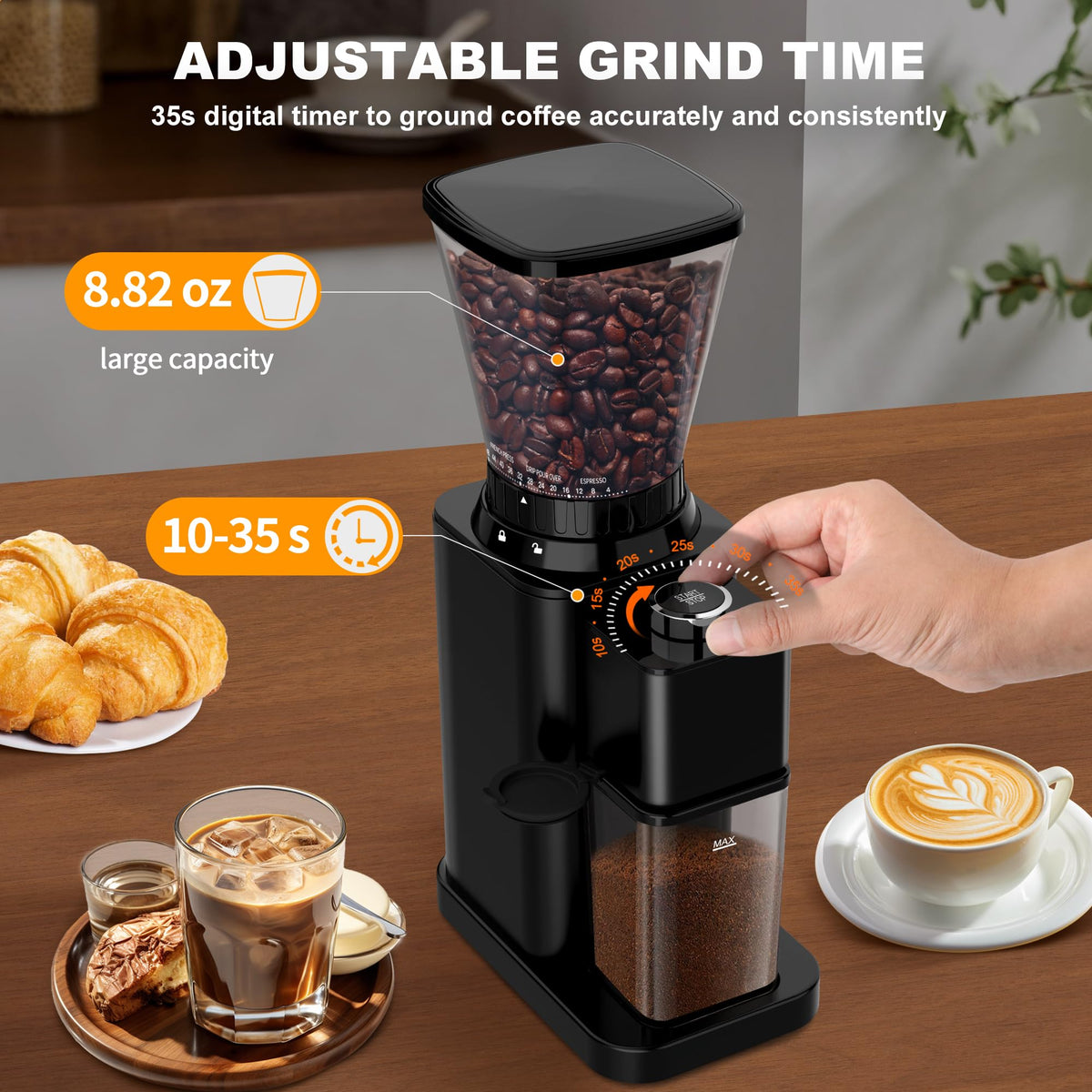 Black Electric Conical Burr Coffee Grinder B652248