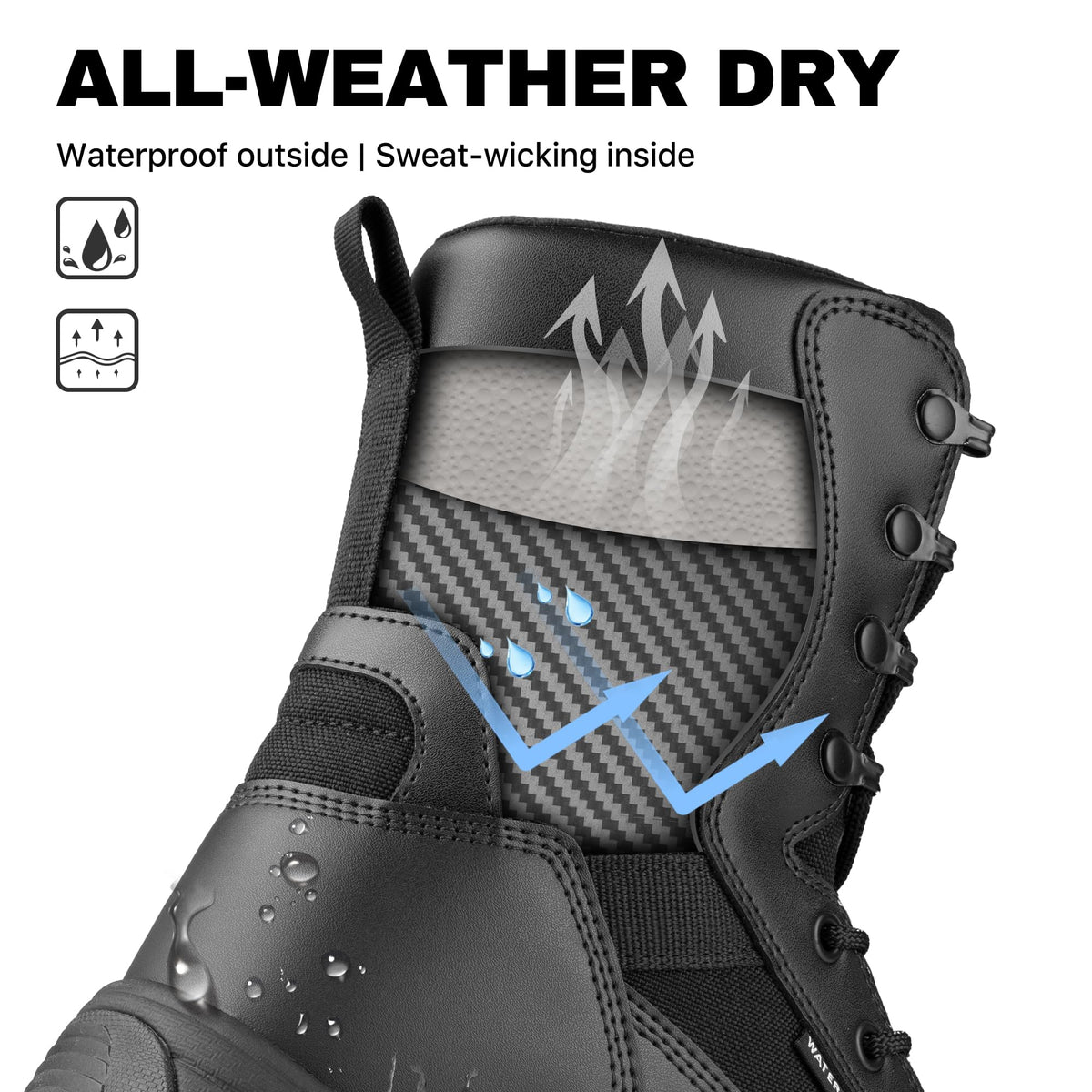 Waterproof Side Zip 8" Tactical Boot T3579