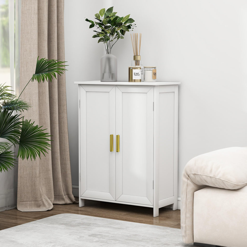 White 2 Door Bathroom Floor Storage Cabinet G278853
