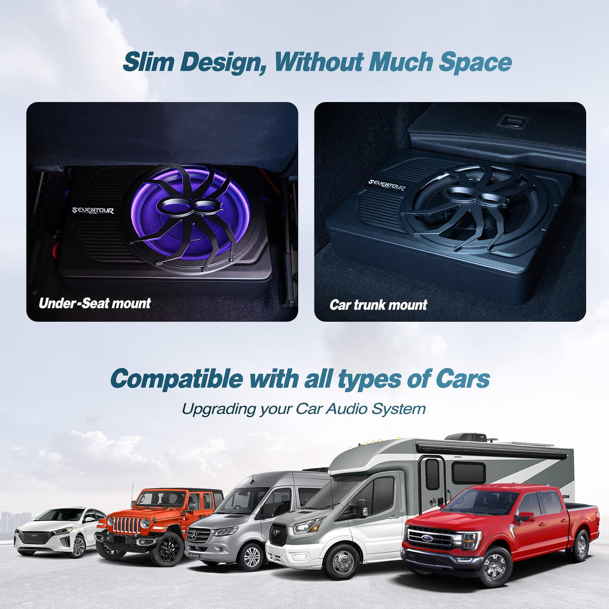 800W Under Seat Car Subwoofer and Amp Package Y19954