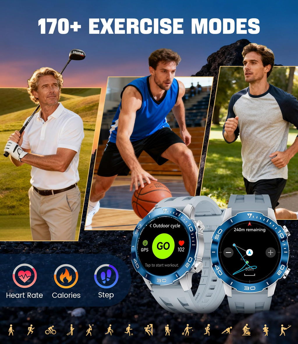 Smart Watch with Heart Rate SpO2 Sleep Monitor IP68 Waterproof Silver Blue 40mm Q815