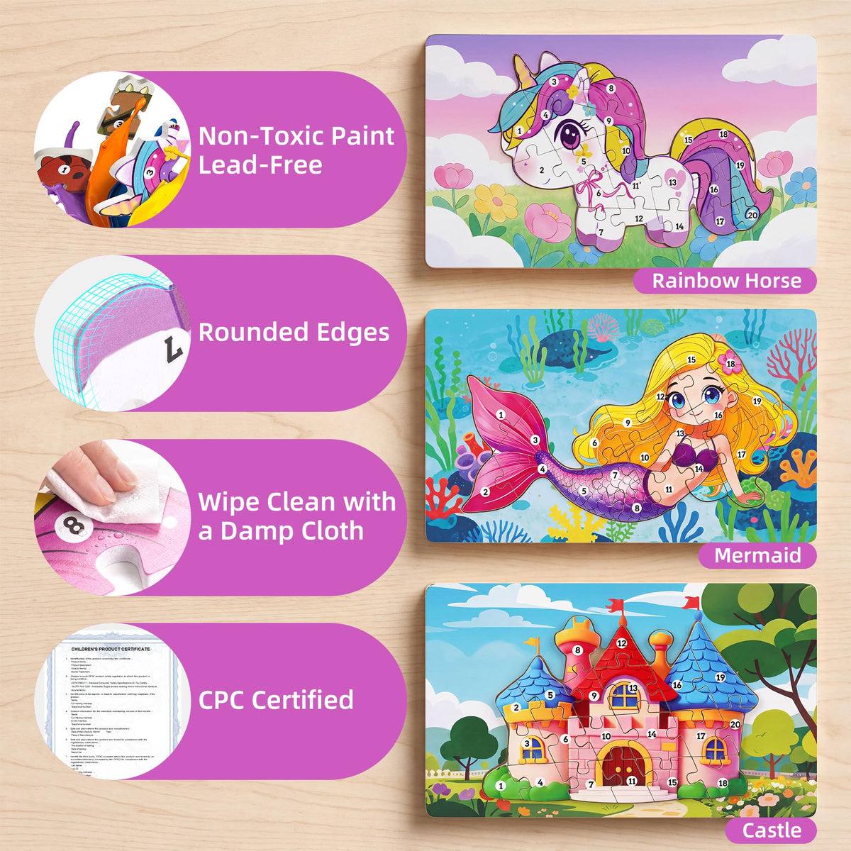 Wooden Puzzle for Toddlers Age 3-5 A1152