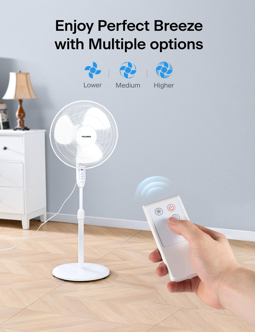 16" Adjustable Oscillating Pedestal Fan with Remote X79599