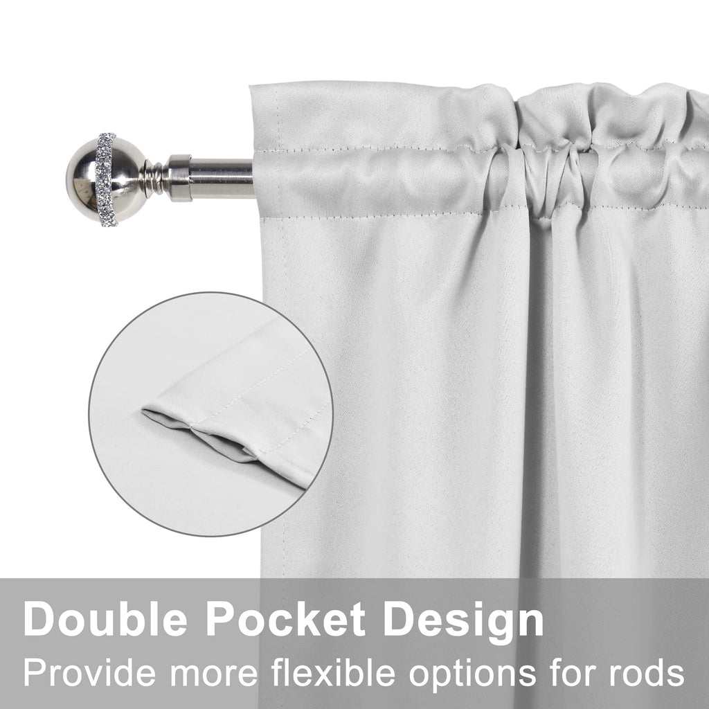 Door Curtains, Thermal and Room Darkening Curtains, Rod Pocket Blackout Curtains, 25 x 40 inches, Greyish White, 1 Panel C629