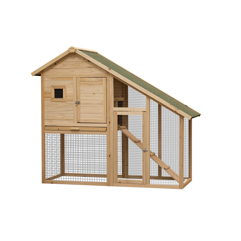 55" 2-Tier Wooden Rabbit Hutch with Ramp Y9753